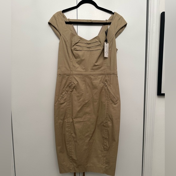 NEW BYRON LARS zipback cap sleeve dress in color dune - Picture 3 of 8